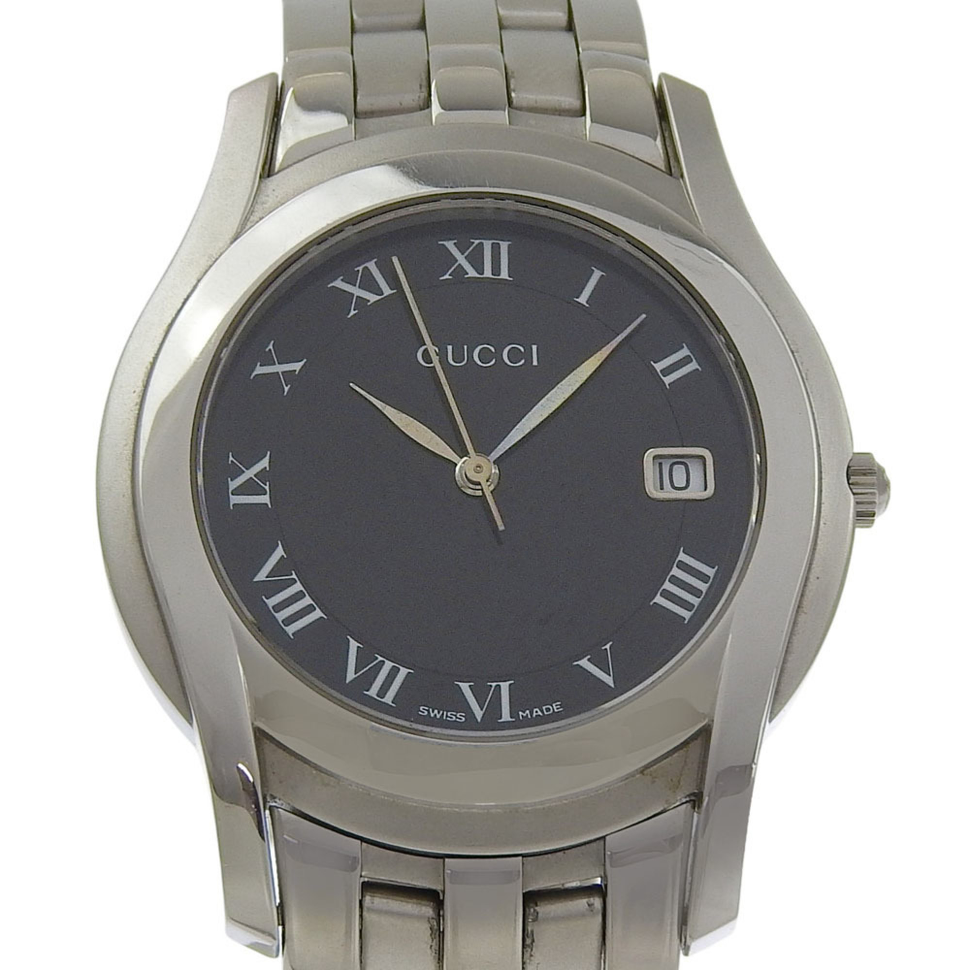 Gucci 5500m Stainless Steel Black Quartz Analog Watch With Dial For Women